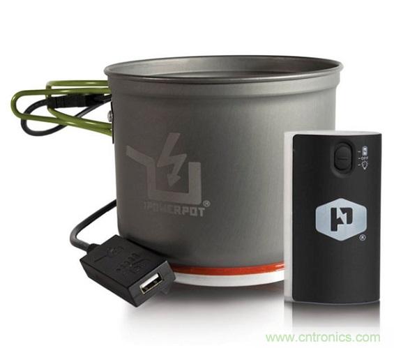 圖6：Powerpot設備利用熱源發電，使用者能一邊烹煮食物一邊為移動設備充電。