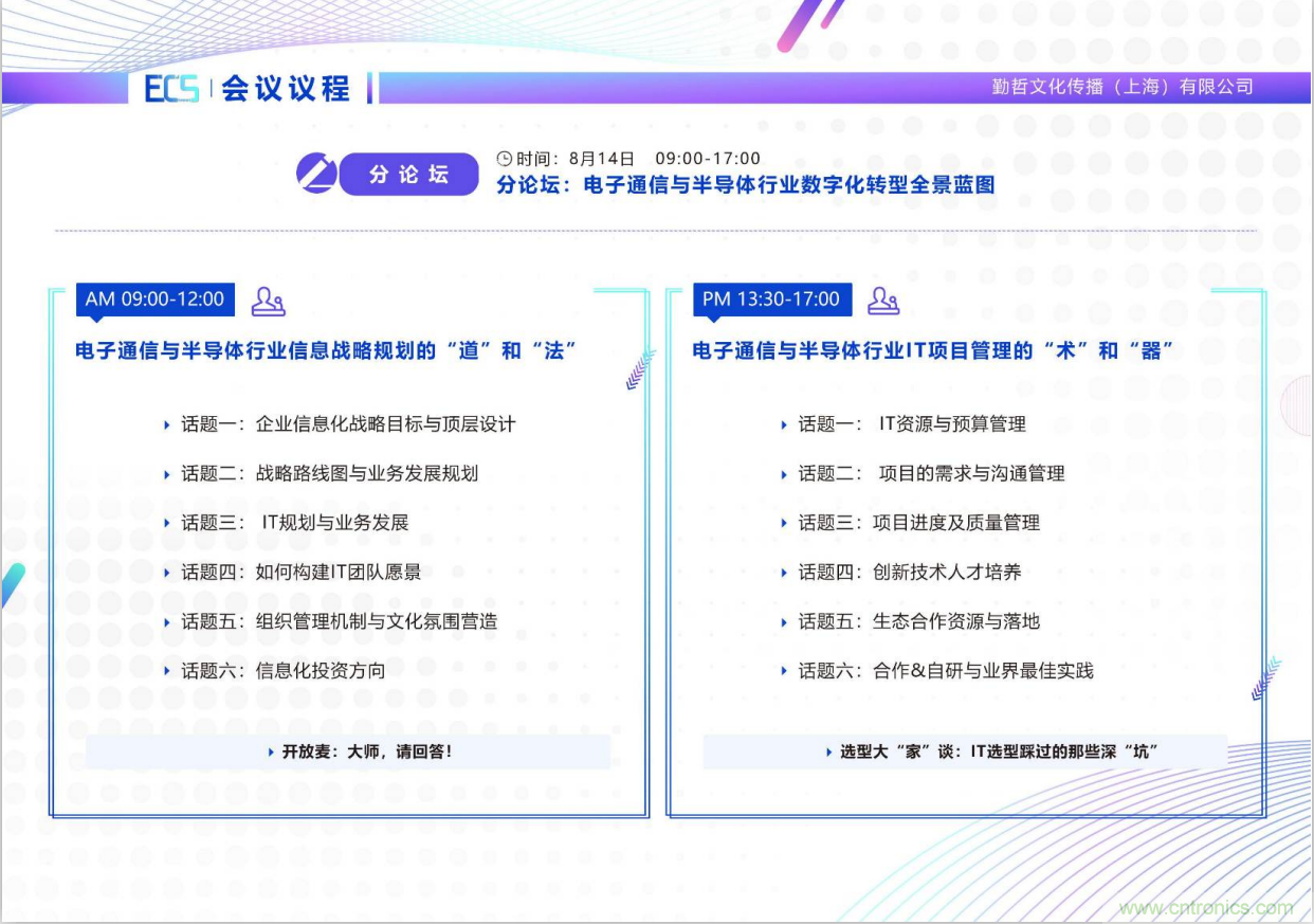ECS 2020|第二屆中國電子通信與半導體CIO峰會正式啟動！