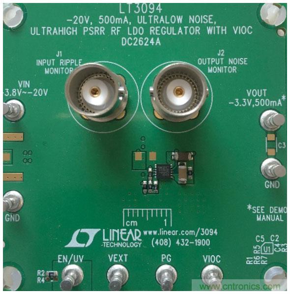 負(fù)線性穩(wěn)壓器在1MHz下具有0.8&mu;V RMS噪聲和74dB電源抑制比